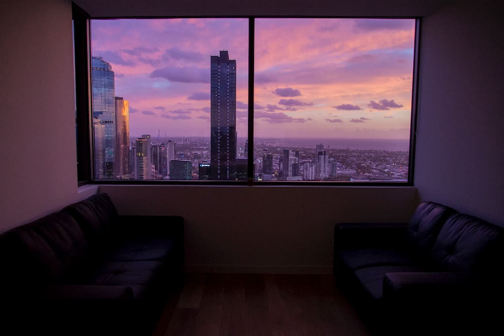 The living room sunsets