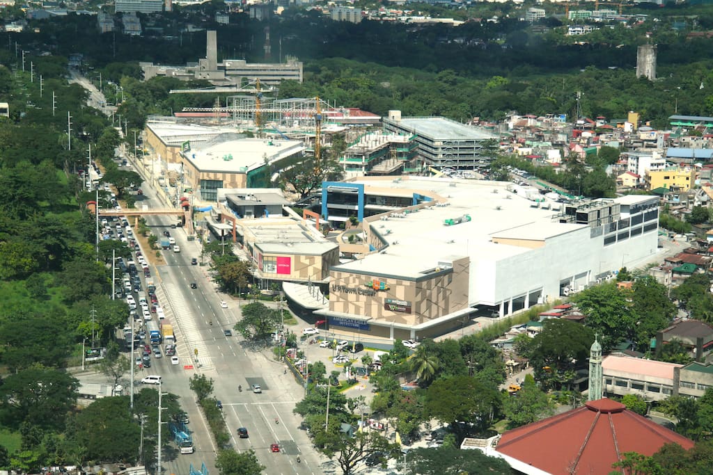 UP Town Center, the newest and biggest mall in the area as seen from the bedroom window.