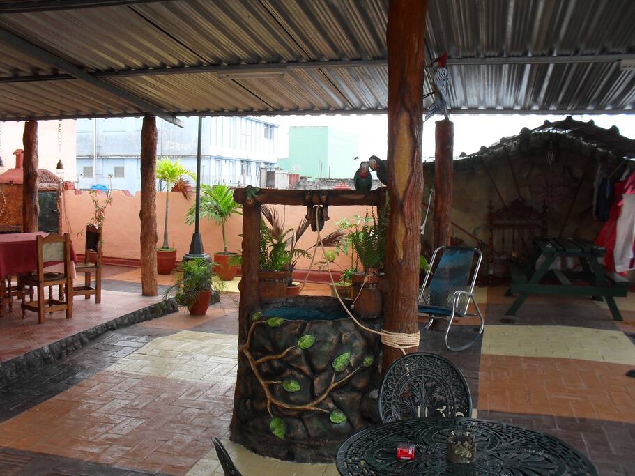 la amplia terraza