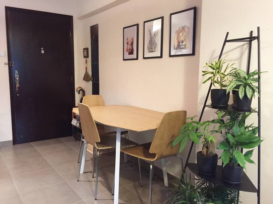 Large dining room table for eating or to do some work.