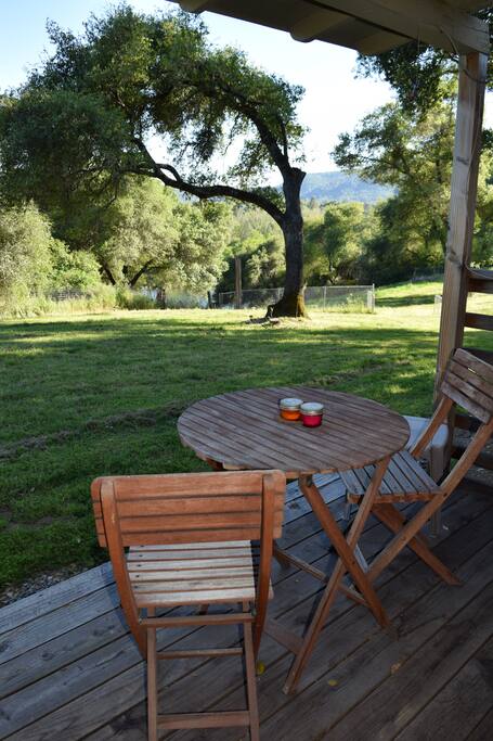 Enjoy your morning coffee on the back porch...or a glass of wine in the afternoon :)