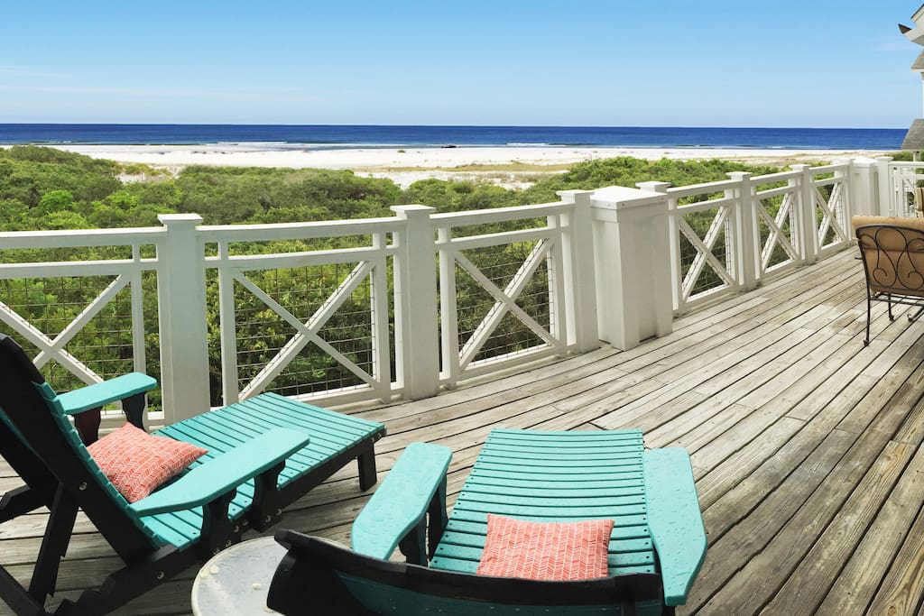 Relax in the chaise lounges on the extra large deck at Inspiration