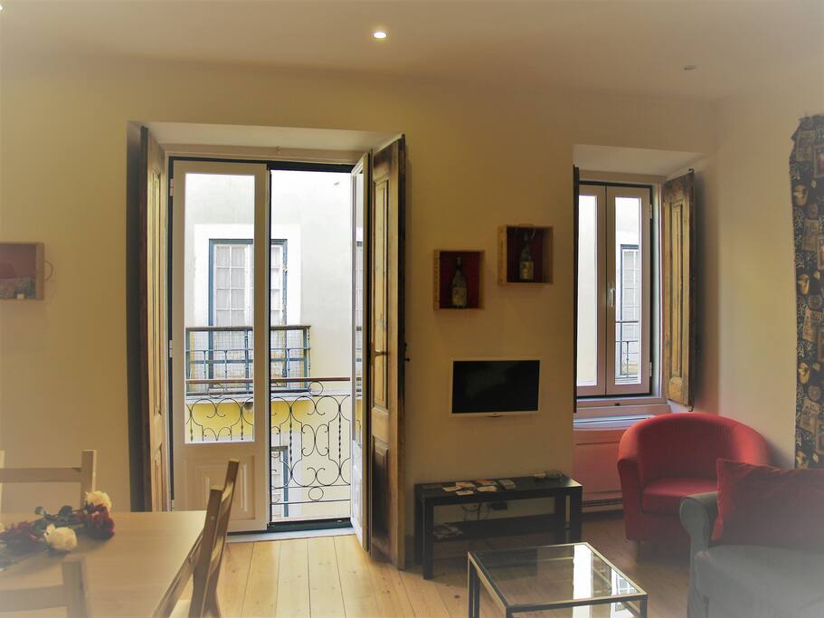 living room balcony and window