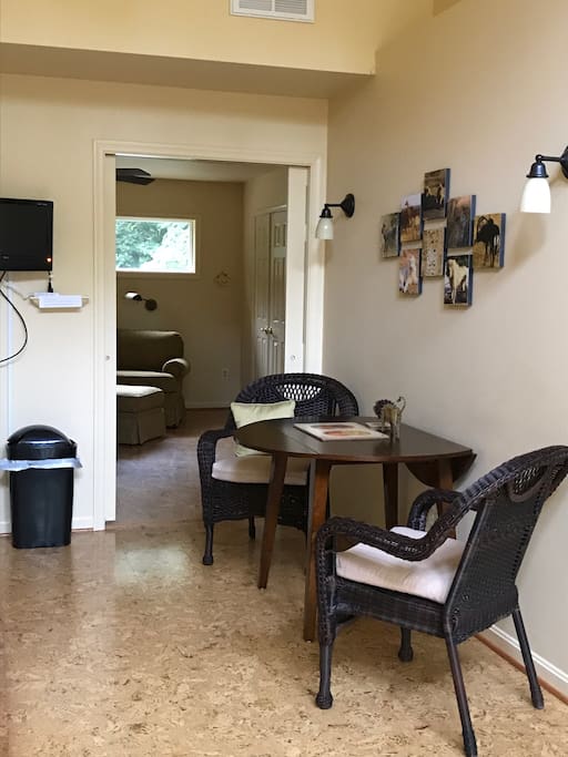 to the spacious living area . . .