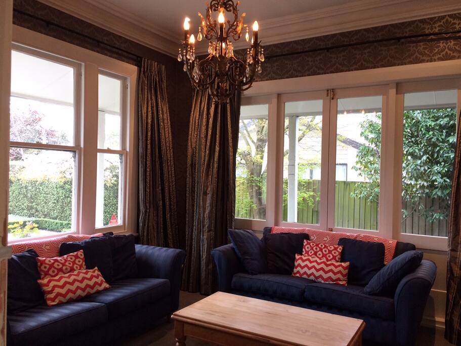 The front lounge is a perfect spot for curling up on the couch to watch tv.