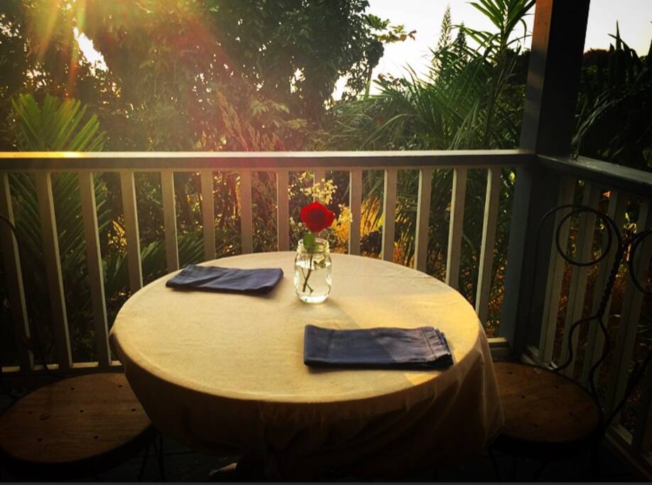 Romantic bistro tables outside.