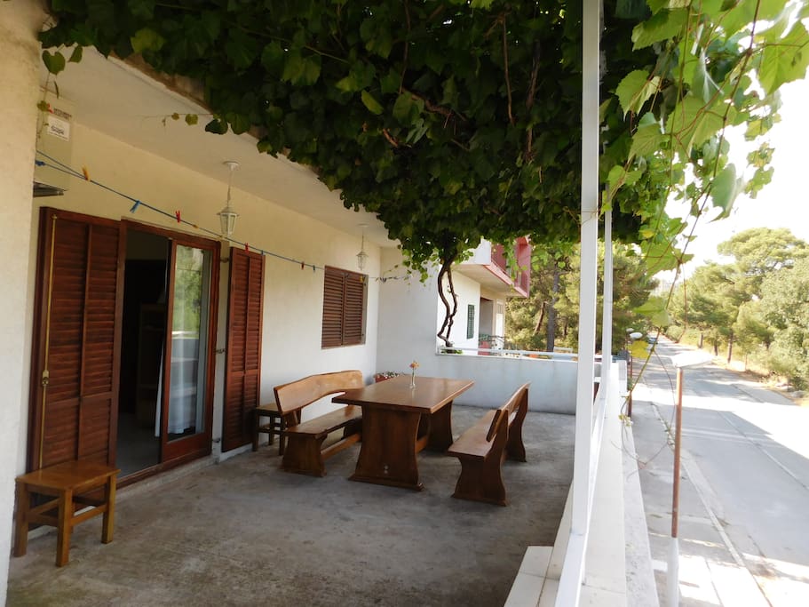 Beautiful terrace where you can have lunch, dinner or just enoy in the shades of grapevine.