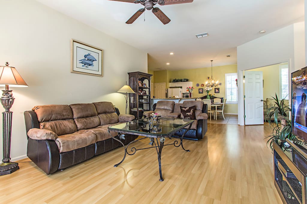 Living room and view to the open kitchen
