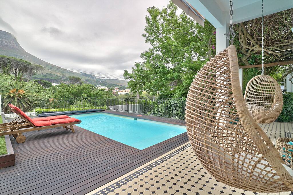 Hanging basket chairs - perfect for morning coffee