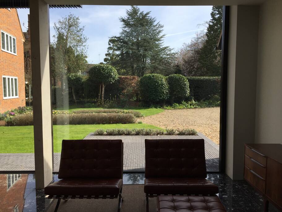 Sliding wall window onto terrace & shared front garden