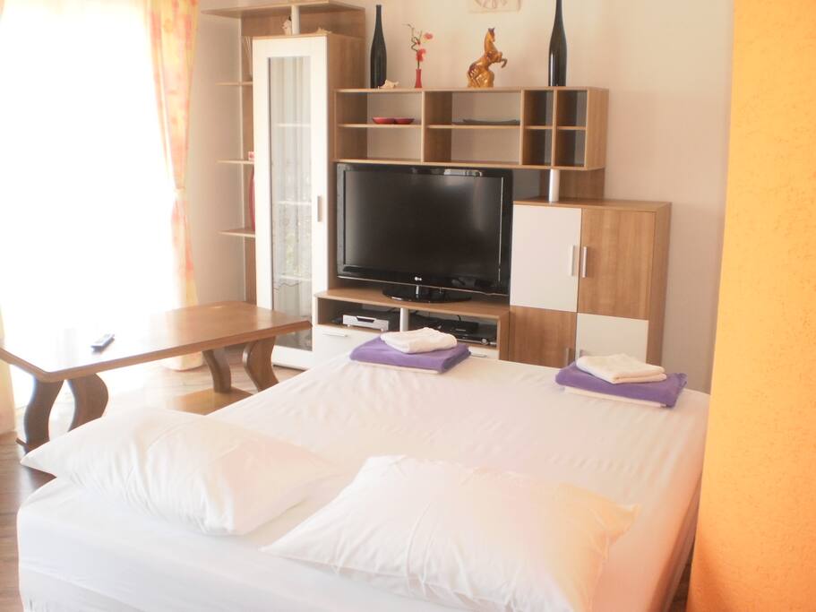 Living room with extra bed can be reduced if there are fewer people.