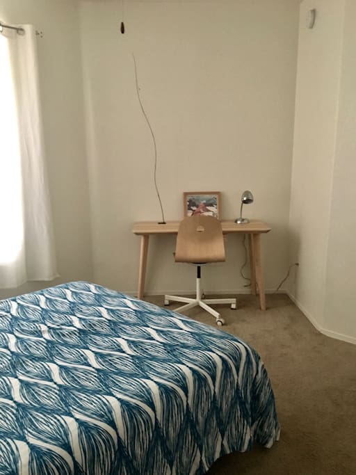 Bedroom with Full Size Bed, desk and closet