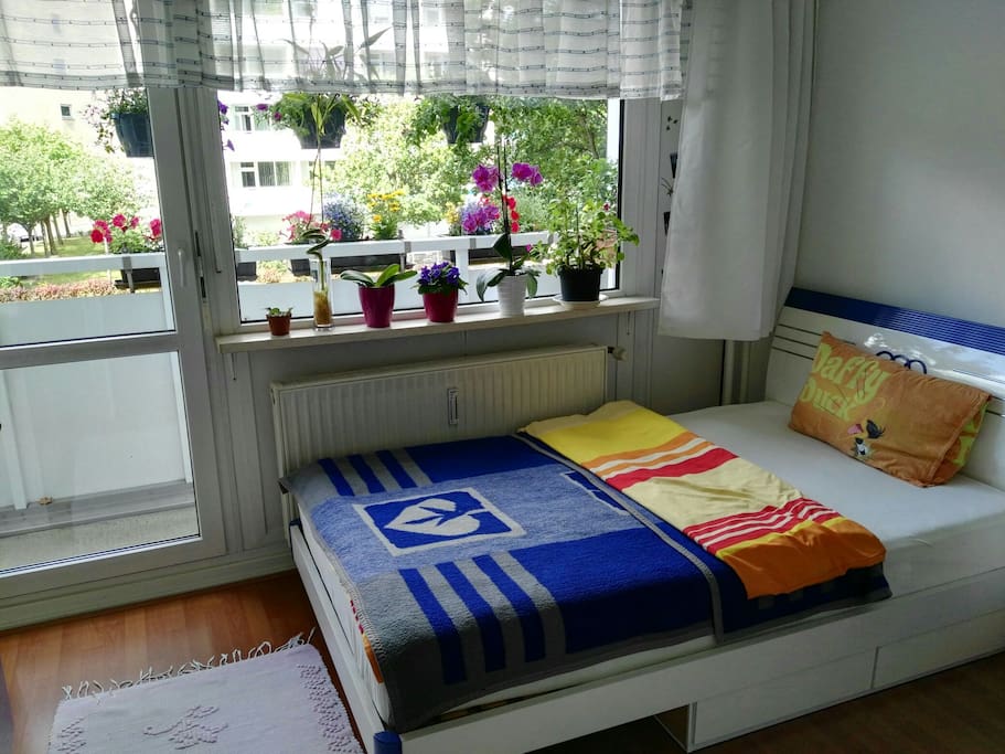 Der Eingang zum Zimmer mit einem schönen Balkonausblick