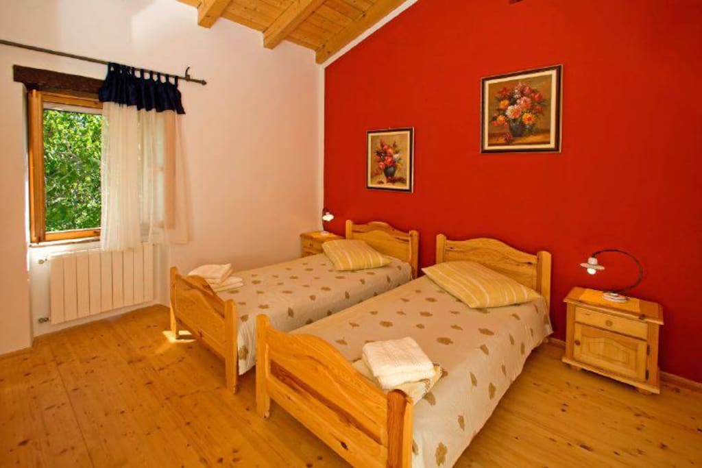 In our double bedroom you can have a deep long sleep undisturbed by any kind of sounds except the nature.