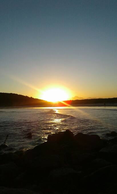 Por do sol , praia grande.