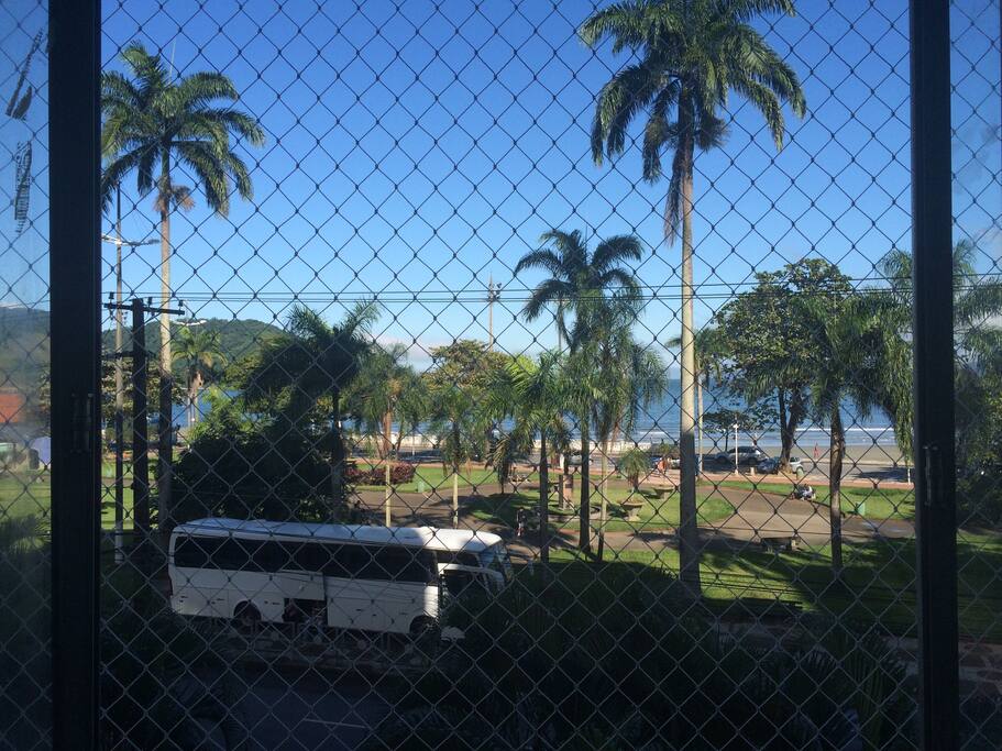 Vista da janela da sala, com rede de proteção.