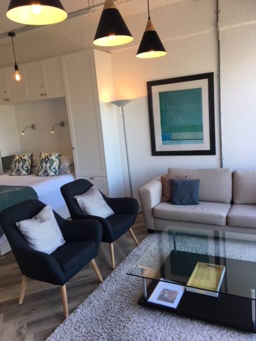 Living room with couch and easy chairs