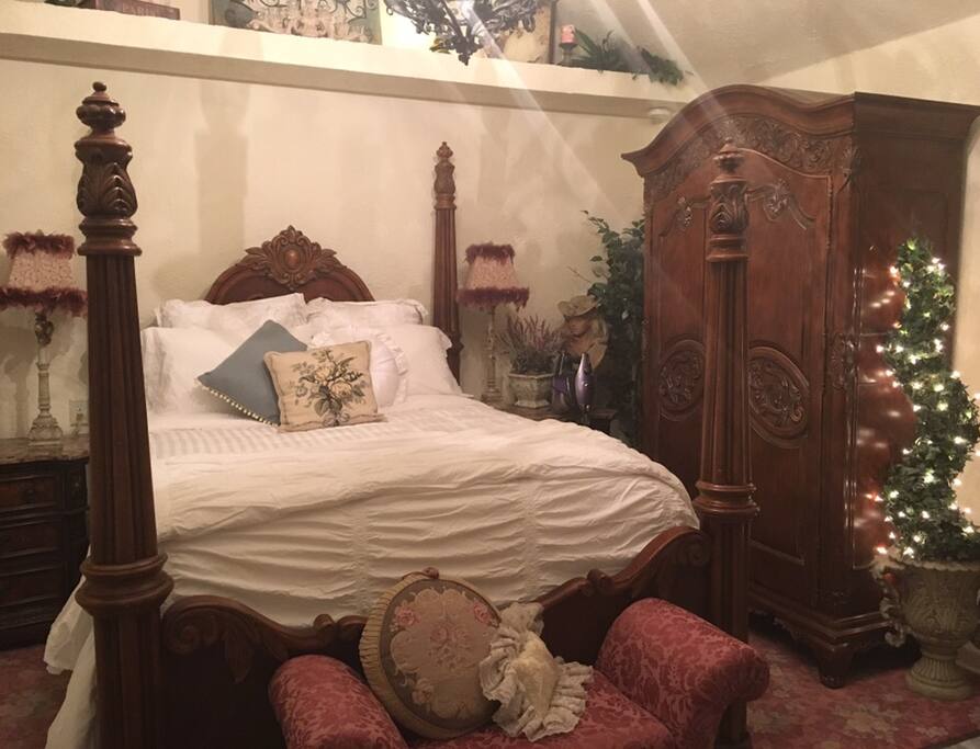 There is a huge armoire to be able to hang your clothes or put into drawers if you don't like living out of a suitcase