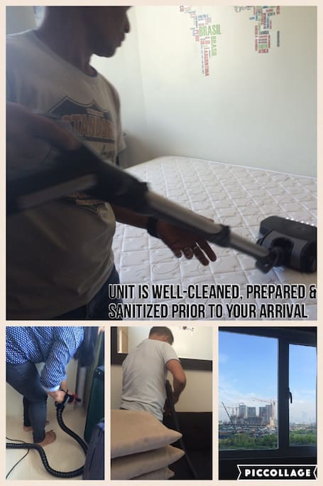 Preparing the unit before the arrival of guests. Cleaning every part of the room thoroughly, making sure that it is sanitized prior to your stay.