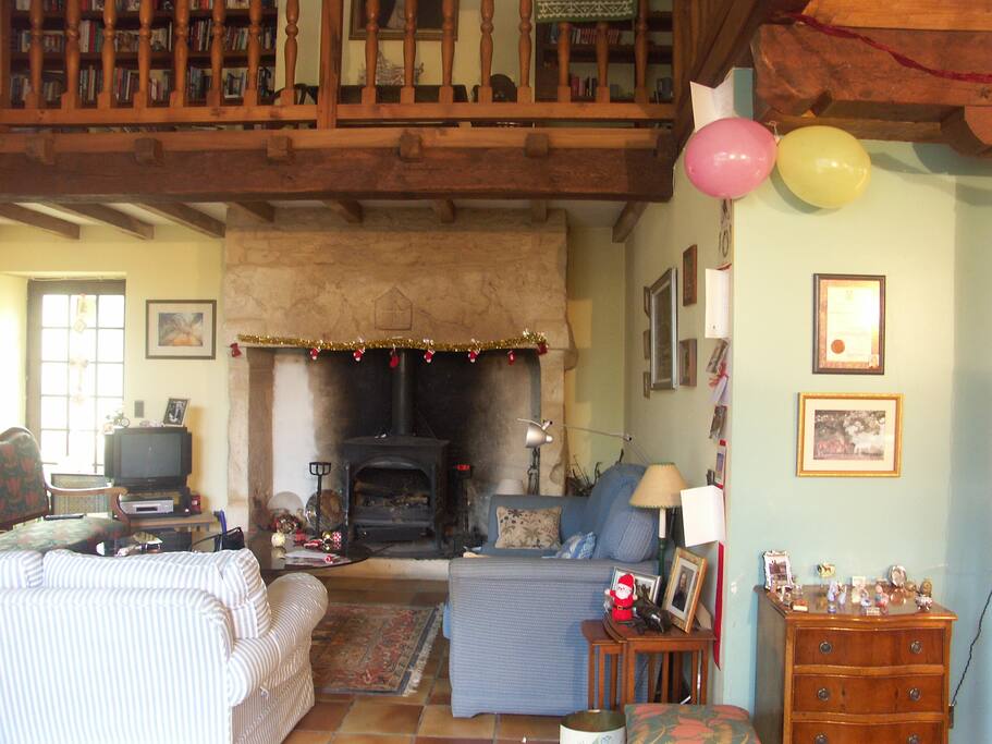 View of sitting room with wood burner