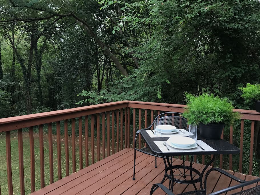 Private Patio overlooking backyard.