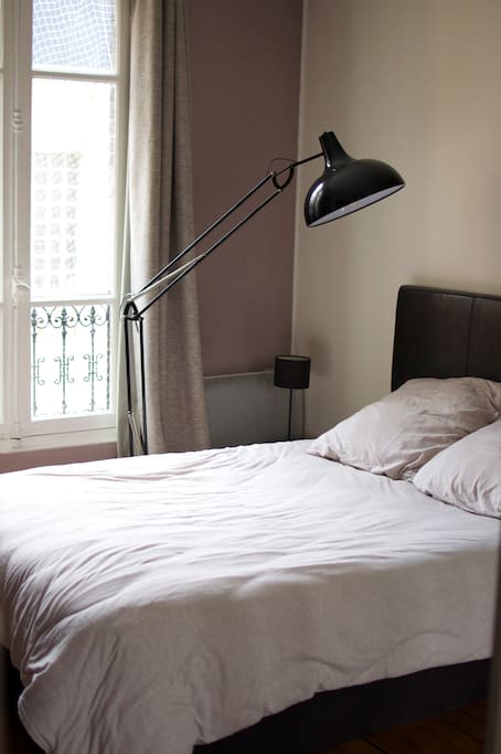 The bedroom is on a yard. It's very quiet. You can hear birds singing.