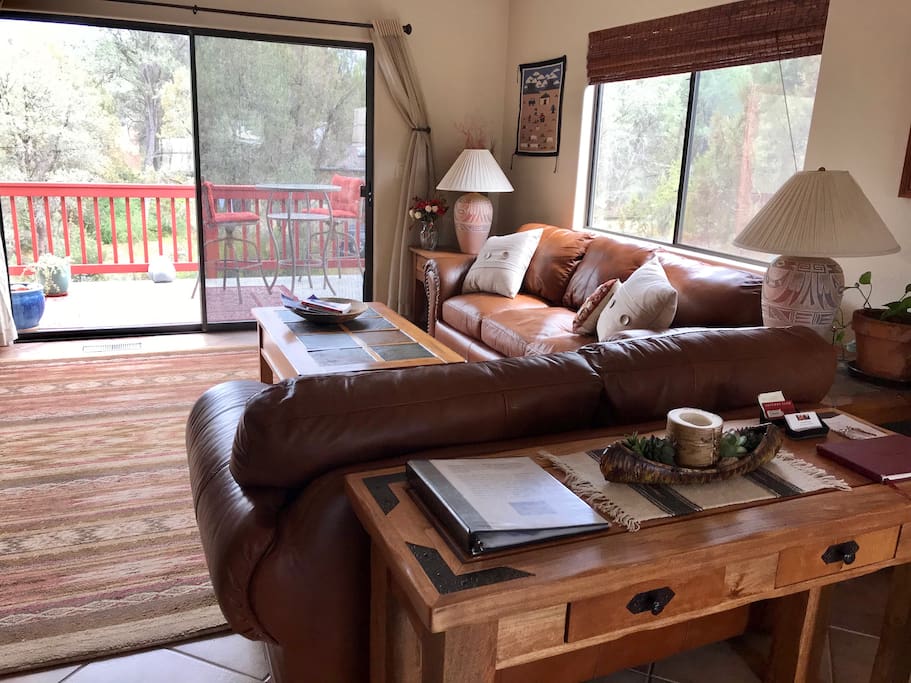 View of lower balcony from kitchen