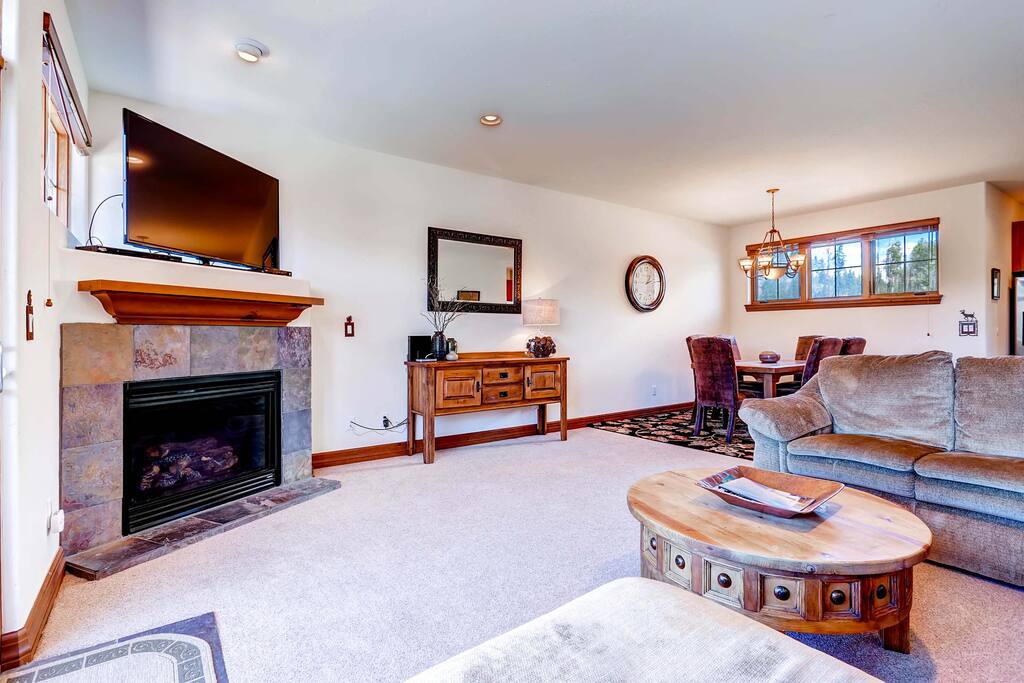 and relish in the Warmth and Ambiance From the Gas Fireplace