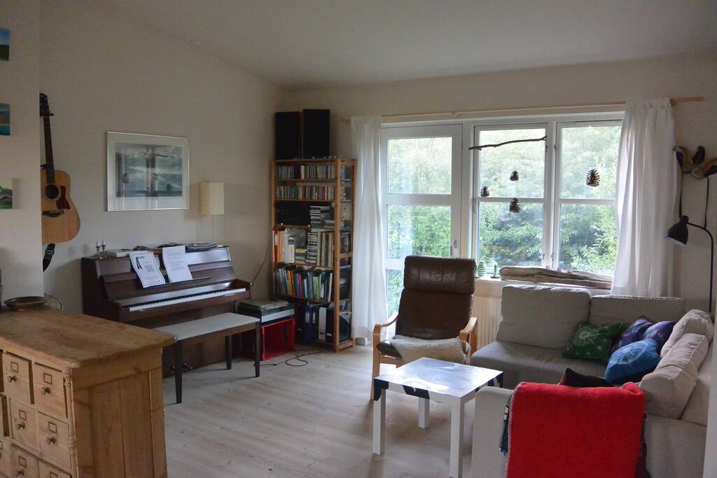 The sofa can be made into a double bed and there is plenty of floor space for extra matresses