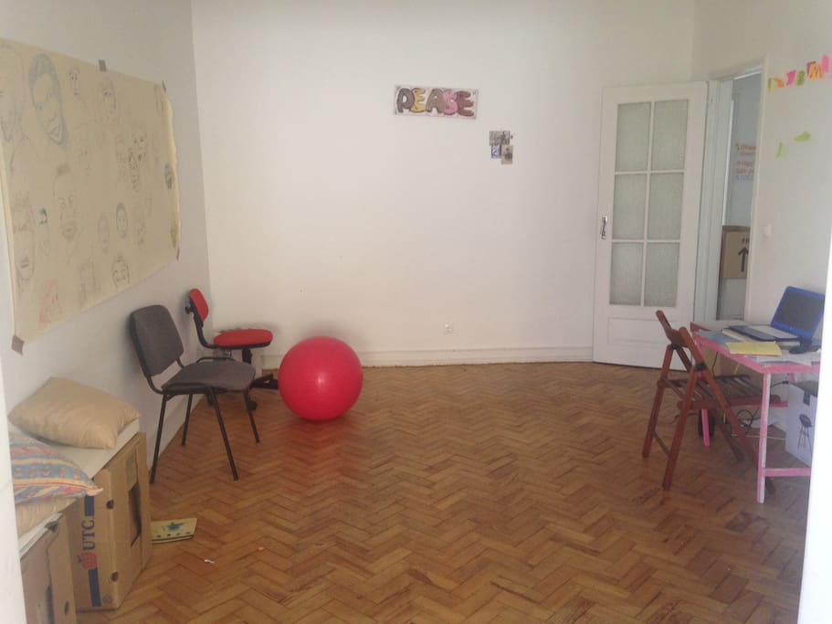 MAIN ROOM: for most workshops + communal meals