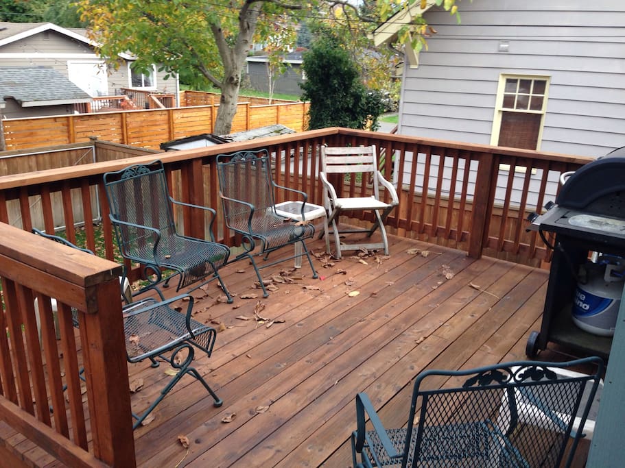 The back deck is a great placce to hang out and grill.