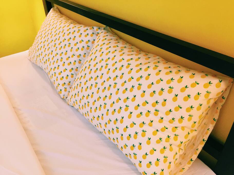 Our fluffy pillow with signature "Pineapple" cases