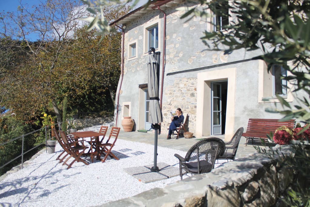 Terrace and house