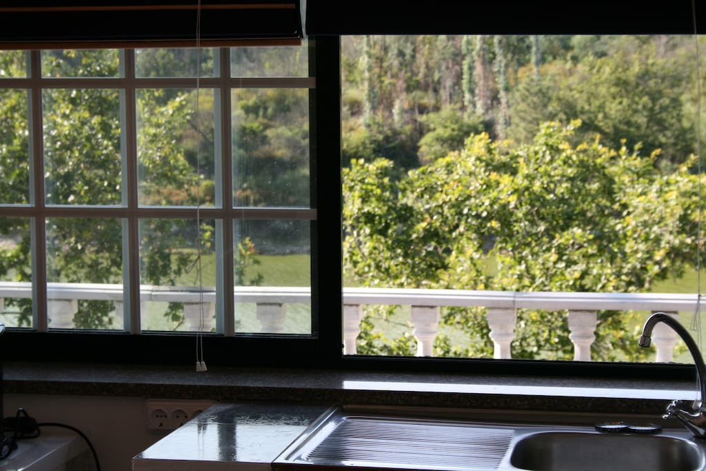 Kitchen window with river view