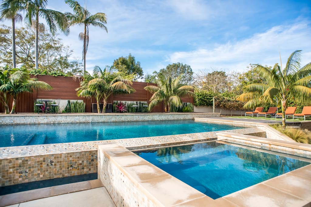 Saltwater pool and hot tub