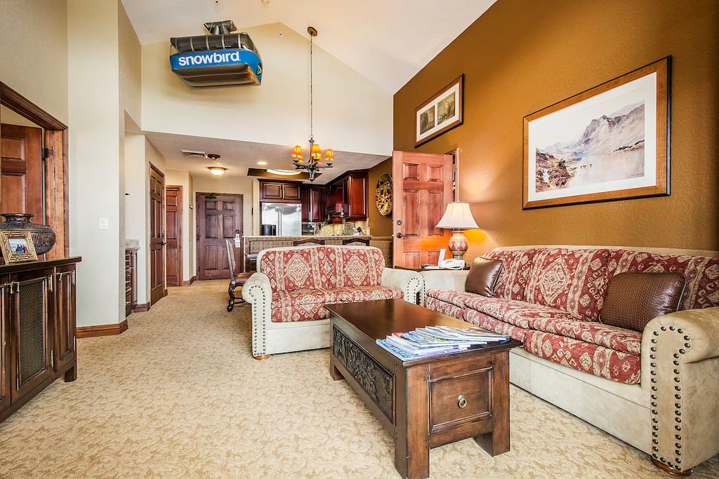 Awesome 1st Living-room with vaulted Ceiling & Sofa sleeper.