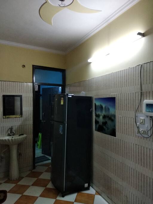 Fridge in dining room