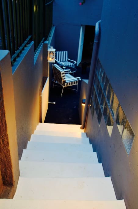 Well-lit stairs