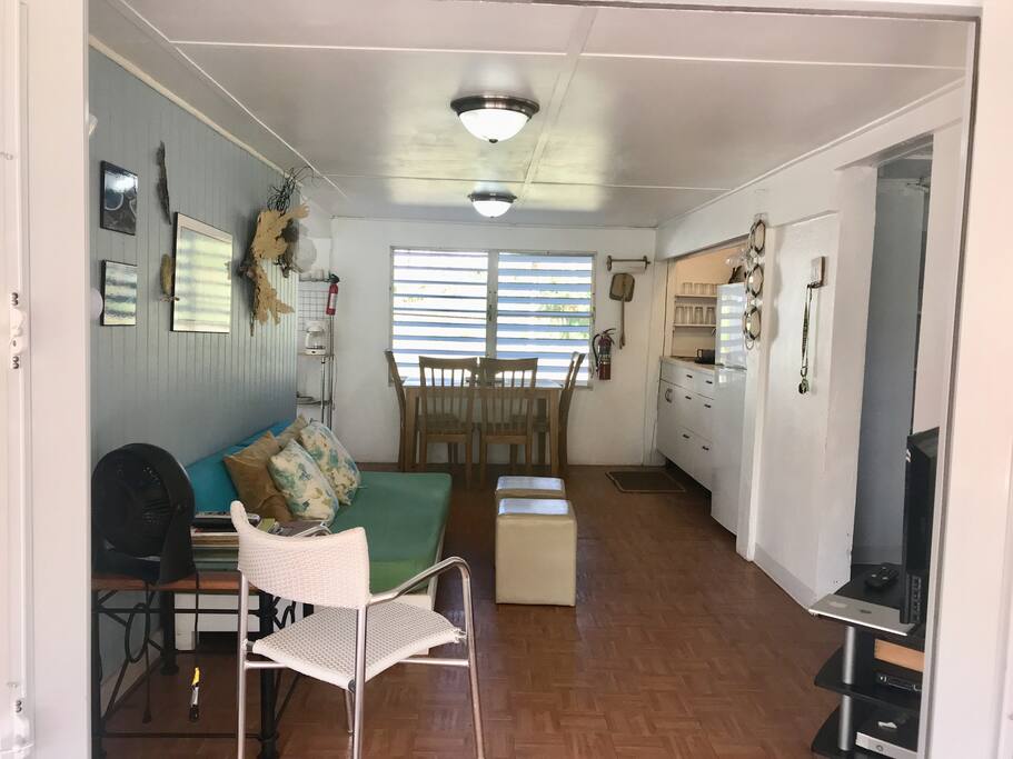 Living room and kitchen area