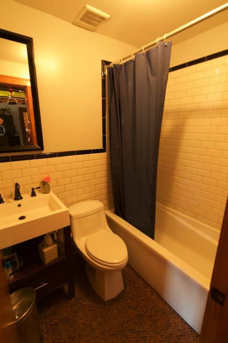 One and and a half bathrooms for convenience.