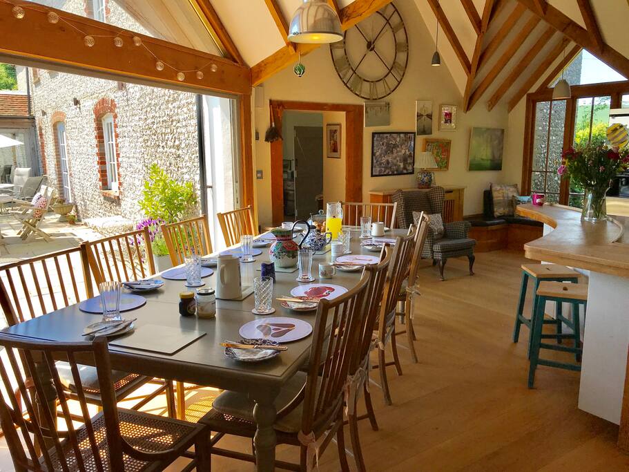 Spacious kitchen perfect for entertaining upto 18 guests with bifold doors onto patio