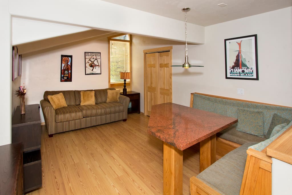 Dining room (seats 8), pull out sofa (very comfortable), lots of space!