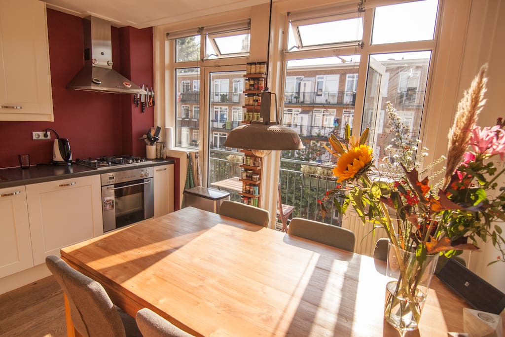 You're entirely welcome to use our kitchen. We have an oven, microwave, microwave oven, stove, toaster, water carbonating machine, dishwasher, coffee machine, and blender at your disposal.