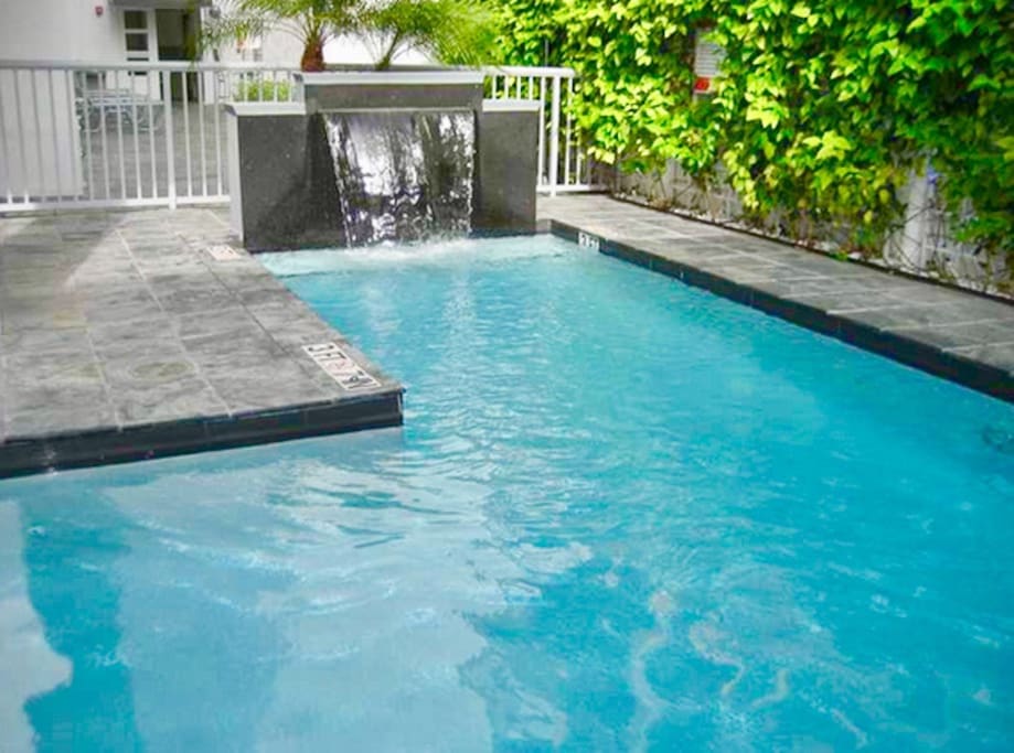 Take a dip in the peaceful heated pool
