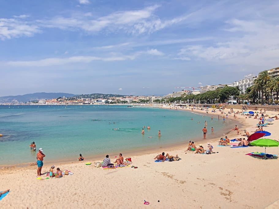 La plage de la Croisette, situé à deux pas de l'appartement.