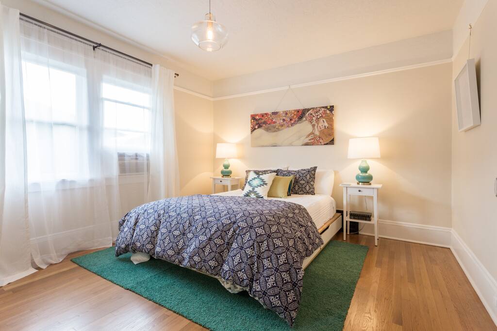 Enjoy a queen memory foam bed. Our guests love how comfortable the bed is.