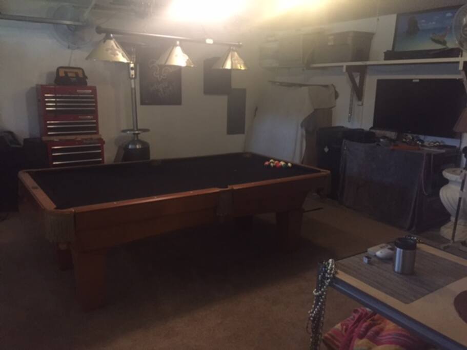 Garage turned into game room