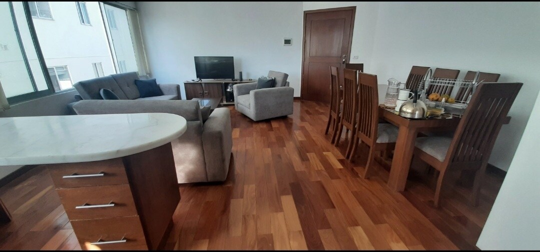 带小厨房的客厅/餐厅