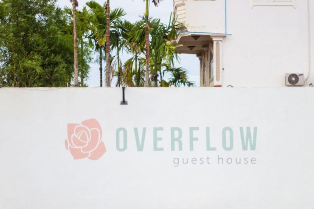 As you drive up to Overflow Guesthouse, you'll see our logo next to a lily pond