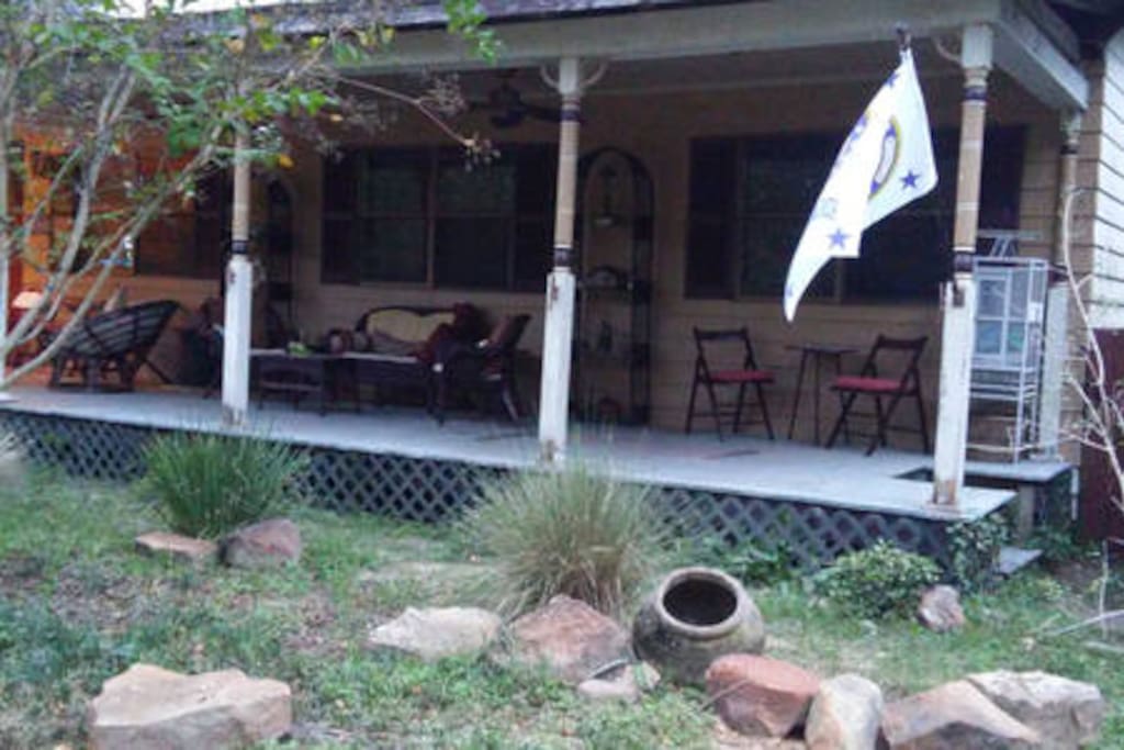After parking walk up to the 56' long front porch.